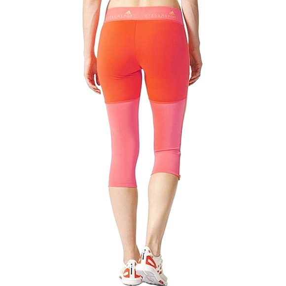 ☀️ADIDAS STELLASPORT Climalite Pink Zipper Workout Leggings☀️UPF 50+ UV PRO - Picture 9 of 15